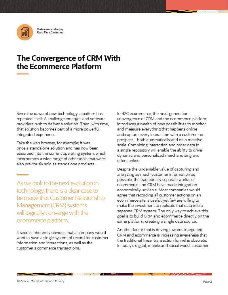 The Convergence of CRM With the Ecommerce Platform